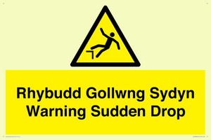 Rhybudd Gollwng Sydyn Warning Sudden Drop